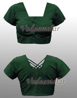 Dark Green Cotton / Silk Cotton Saree Blouse Readymade Ready to wear Blouses for Sarees Choli 