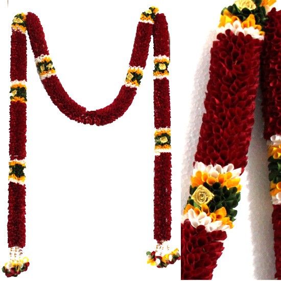 Decorative red and white garland Door decoration Synthetic flowers- washable