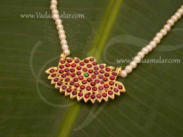 Beautiful Lotus temple Jewelery Pearl Ehtnic Chain and Pendent 