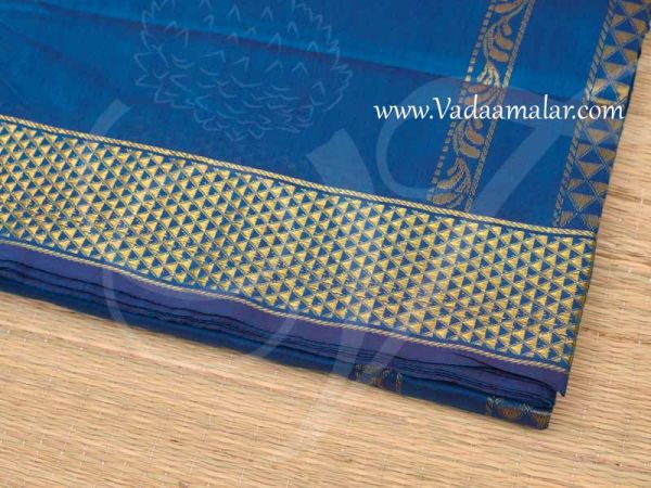 9 yards  Blue Ethnic India Saree Traditional Indian Sari 