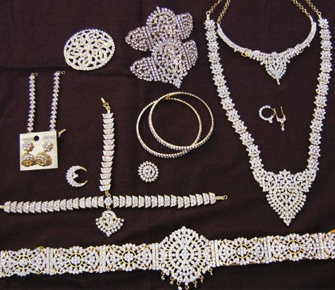 10 pcs White stone bridal jewelry set Bharatanatyam kuchipudi ornaments
