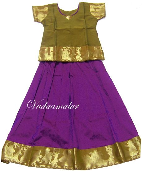 Custom stitched Girls Indian Skirt and blouse PattuPavadai Chatta