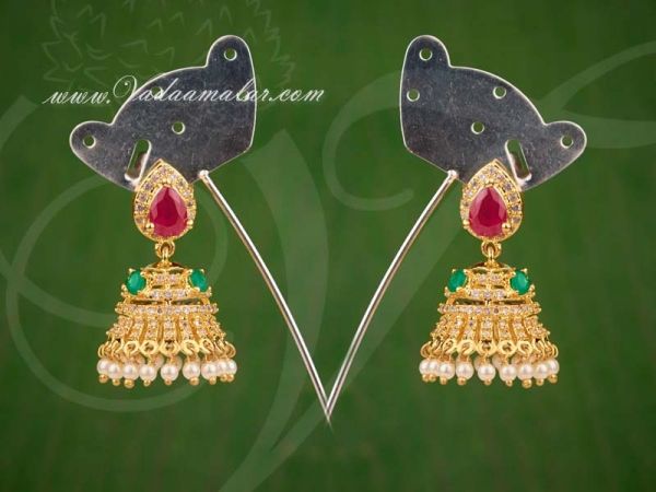 Gold Plated Multi colors Ruby Stone Jhumka Jhumki Buy Online