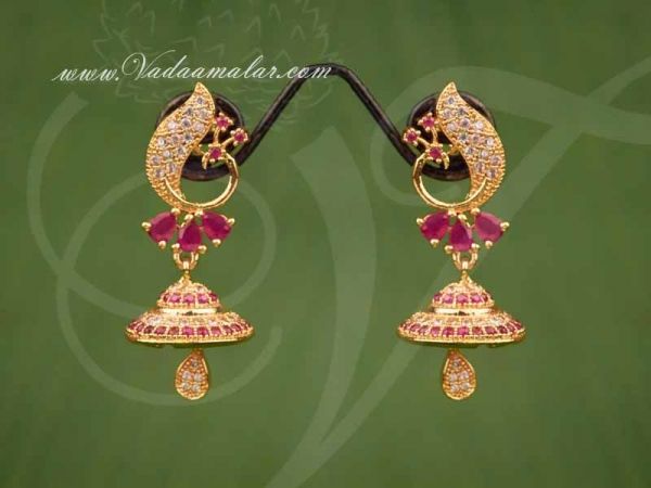 Gold Plated  Ruby And AD Stone Jhumka Jhumki Buy Online