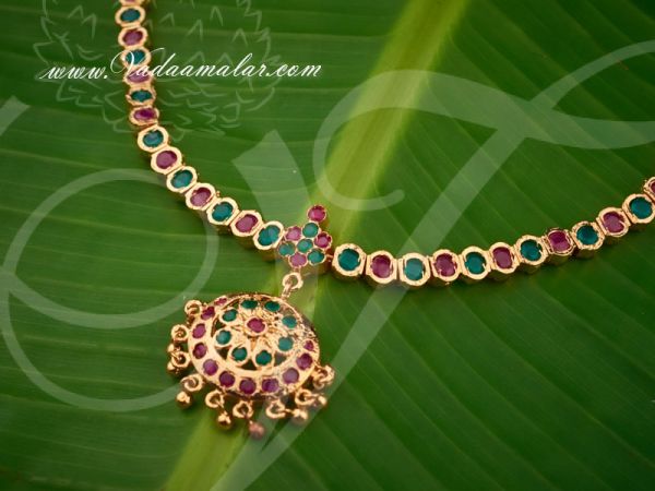 Addigai necklace Single stone ruby emerald Buy online