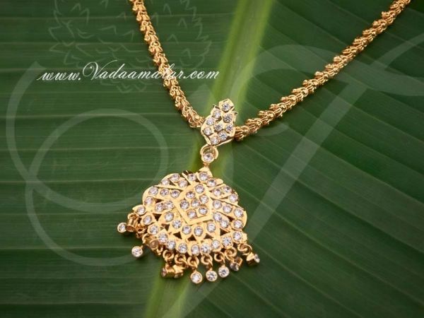 Attikai Addiga White color American Diamond stones Indian Design choker necklace 