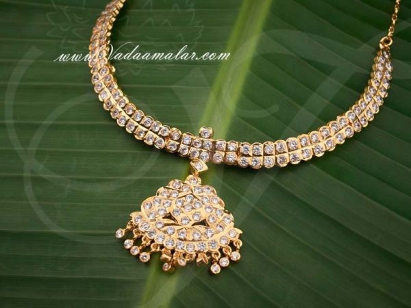 Attikai Addiga White color stones Indian Design choker necklace