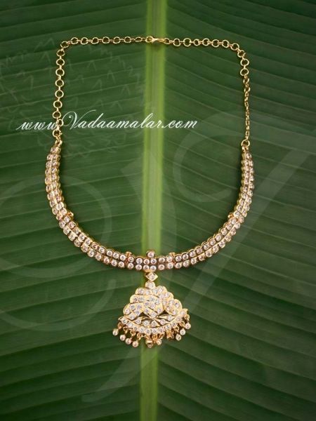 Attikai Addiga White color stones Indian Design choker necklace