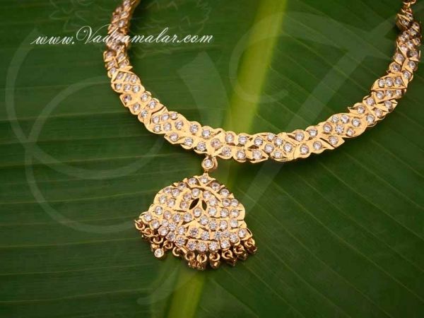 Attikai Addiga White Color stones Indian Design choker necklace
