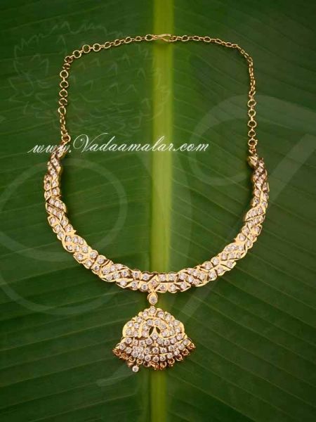 Attikai Addiga White Color stones Indian Design choker necklace