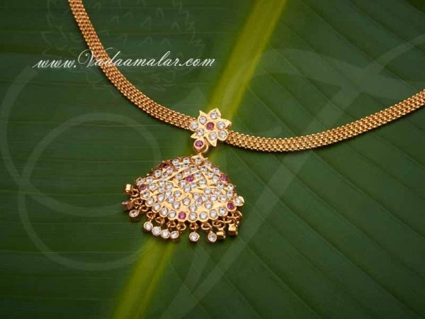 Attikai Addiga American Diamond And Ruby Stones Indian Design choker necklace