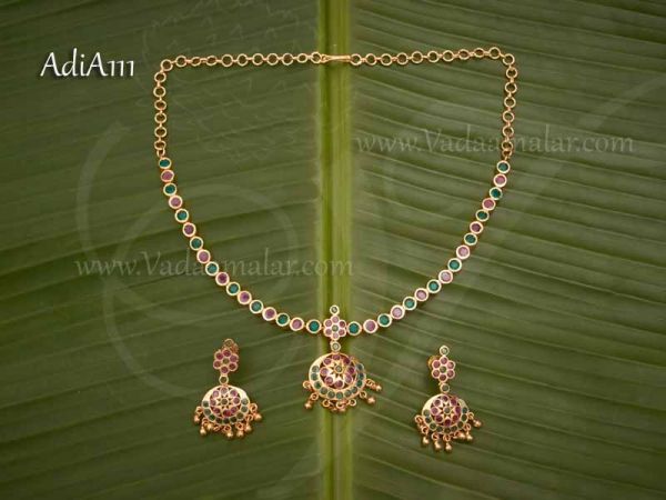 Attikai with Earring Emerald Ruby Stones Indian Design Choker Necklace Buy Now