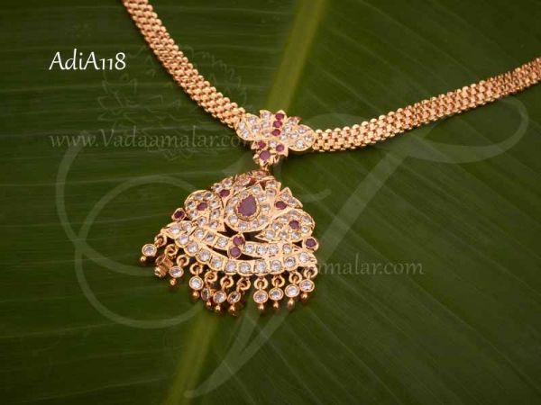 Attikai American Diamond and Ruby Stones Indian Choker Necklace Buy Now