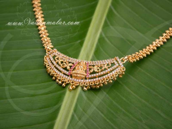 American Diamond Lakshmi Design Necklace for Saree Salwar Buy Now