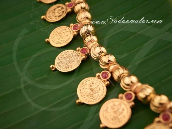 Gold Color Beads with Coin Short Necklace 