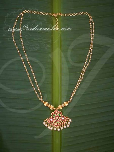 Kemp Pendant With Beads Long Necklace India Jewellery Saree Salwar Buy 