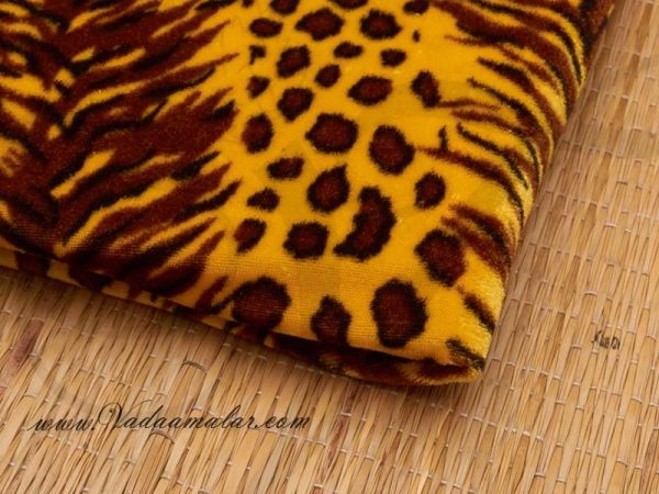 Velvet Animal Tiger Skin Print Fabric Fancy dress Lord Siva Dance Drama Cloth - 1 meter