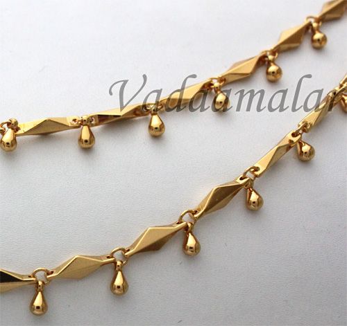 Gold plated Paayal Kolusu Anklets Leg Ornament Indian anklet Jewelery - 2 nos