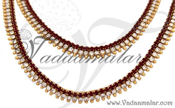 Anklets Payal 2 nos Micro Gold plated white stones Leg Ornament Indian anklet Jewelery
