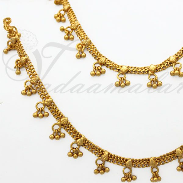 Paayal Anklets Kolusu 2 nos Micro Gold plated Leg Ornament Indian anklet