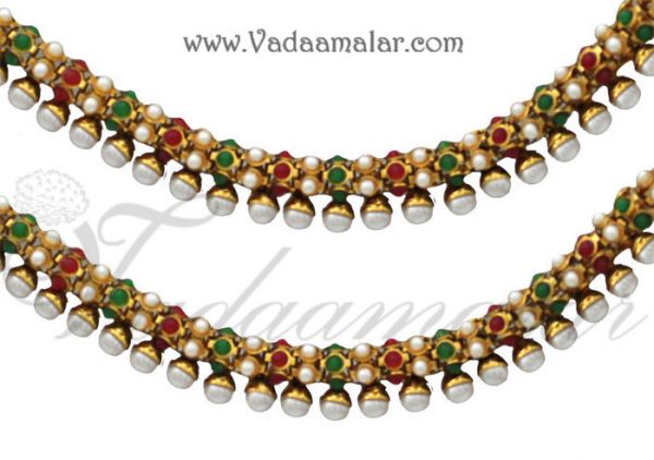 Anklets Payal with Pearls Antique design Leg Ornament Indian anklet