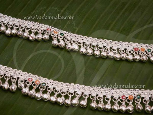 Anklets German Silver Paayal White Metal 10 inches
