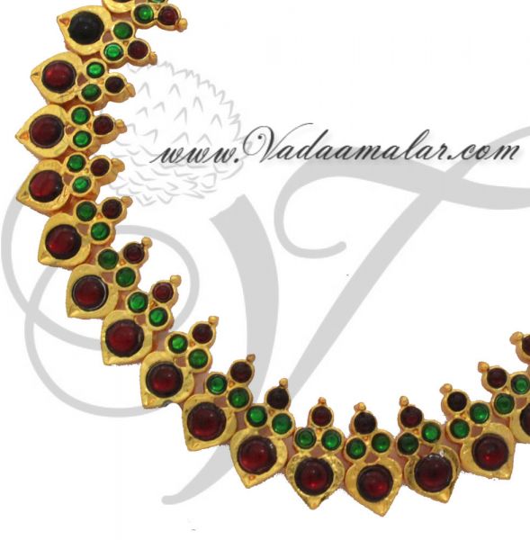 Red and Green Kemp Stone thick large size Payal Anklets Indian anklet