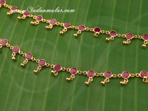 Anklets Payal Micro Gold Plated With Ruby Stones Leg Ornament Indian anklet