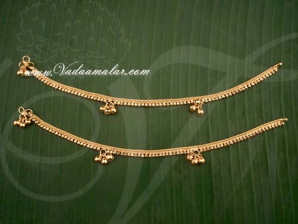 Paayal Kids Size Micro Gold plated Anklets Kolusu 6 inches