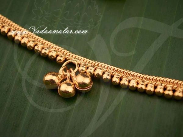 Micro Gold plated Anklets Kolusu Paayal Indian anklet buy now 6.5