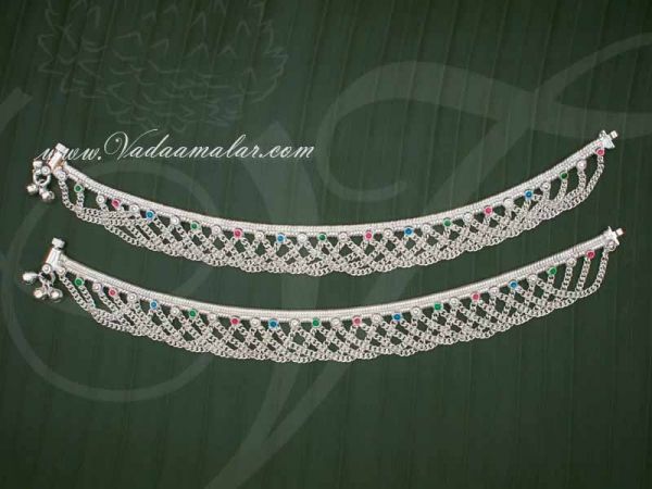 Anklets German Silver Paayal White Metal 6 inches