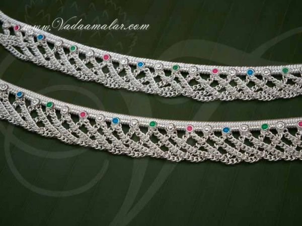 Anklets German Silver Paayal White Metal 10 inches