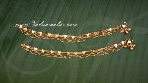 Micro Gold plated Anklets Kolusu Payal Leg Ornament Indian anklet Buy Now 9.5 inches