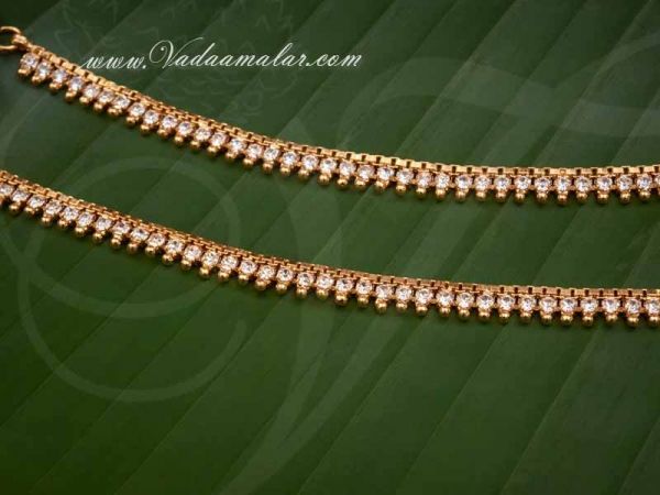 White Stones Anklets Kolusu Payal Indian Anklet Buy Now 9 inches
