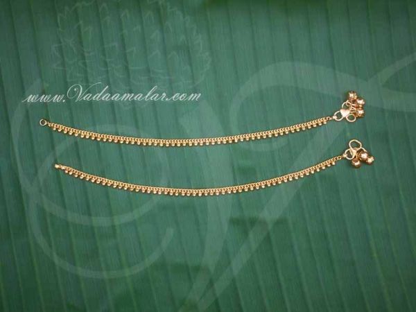 Micro Gold plated Anklets Kolusu Payal anklet 11 inches