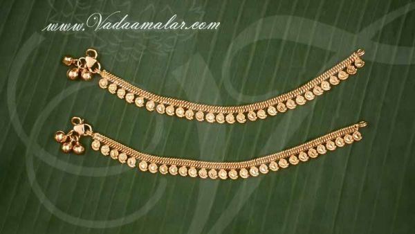 Children Size Micro Gold plated Anklets Kolusu Payal Leg Ornament Indian anklet Buy Now