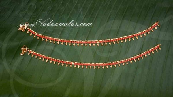 Anklets Payal Micro Gold plated Coral Indian anklet