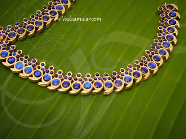 Blue Kemp Stone thick Payal Anklets from India Buy Now