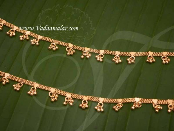 Anklets Micro Gold Plated Kolusu Paayal Leg Ornament Buy Now 6.5 inches