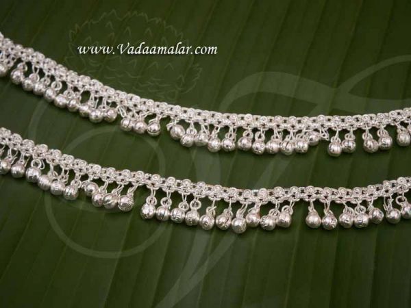 Anklets German Silver Paayal White Metal 8.5 inches