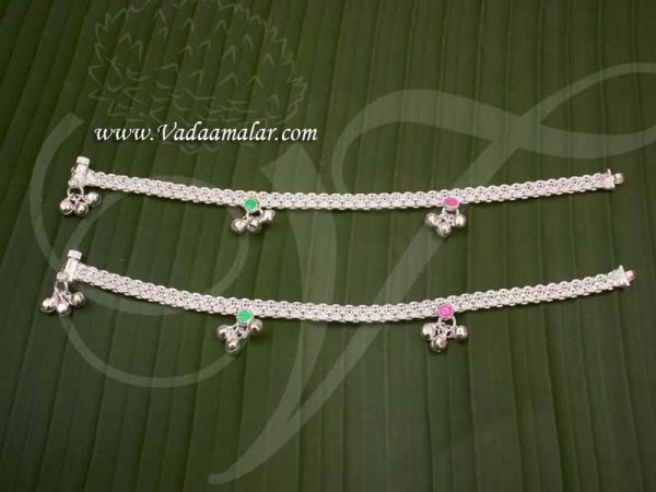 Anklets German Silver Paayal White Metal 8.5 inches