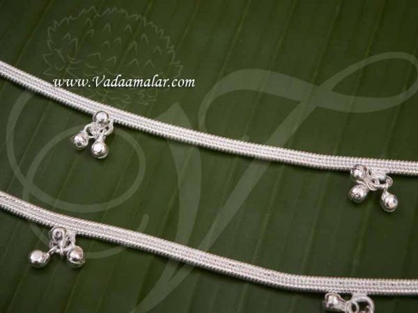 Anklets German Silver Paayal White Metal 9.5 inches