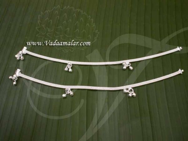 Anklets German Silver Paayal White Metal 9.5 inches