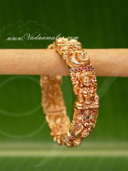 Bangle Antique Lakshmi Design Kada Bracelet Gold Toned Valaiyal Buy Now - 2-6 