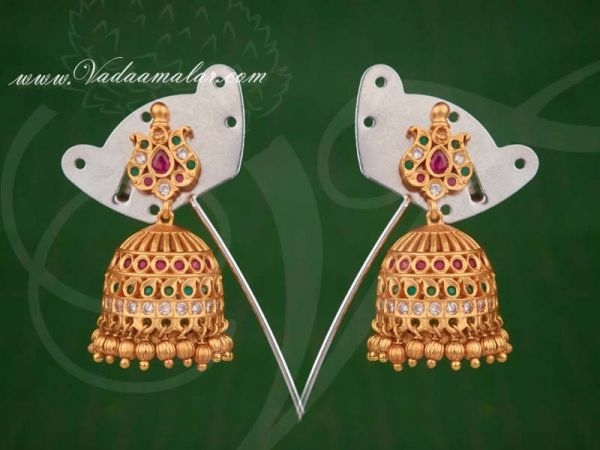 Antique design ruby stones jhumkis jhumka earrings buy online