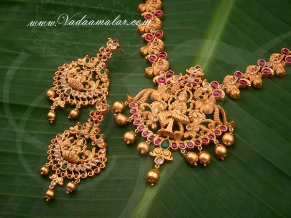 Latest collection Lakshmi design Long Necklace with Matching Earring Set Buy Now