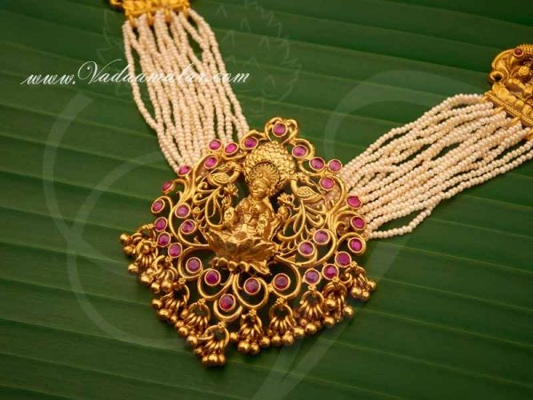 Antique Lakshmi Design Long Necklace with Matching Earring Set