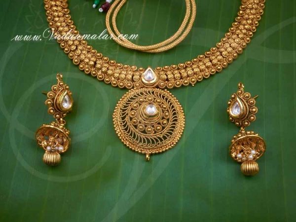 Antique design Short necklace with matching earring set buy now
