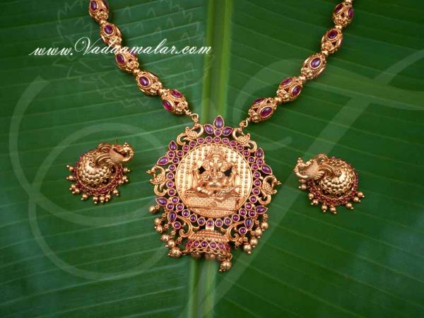 Antique Style Vinayagar Design Haaram matching jhumka set Online
