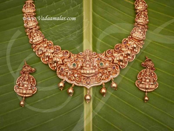 Necklace Antique Design Goddess Lakshmi Necklace With Matching Earring Set Buy Now